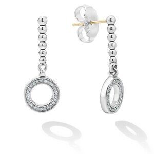 Auth NWT LAGOS Caviar Spark Drop Circle Diamond Earrings